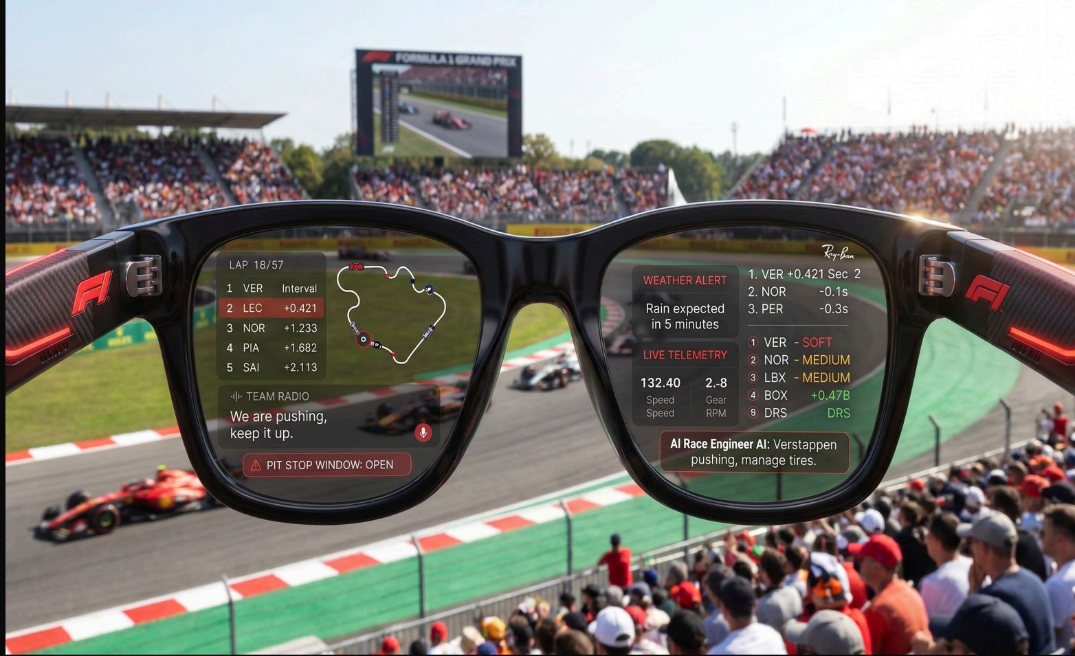 Lens close-up over grandstand view